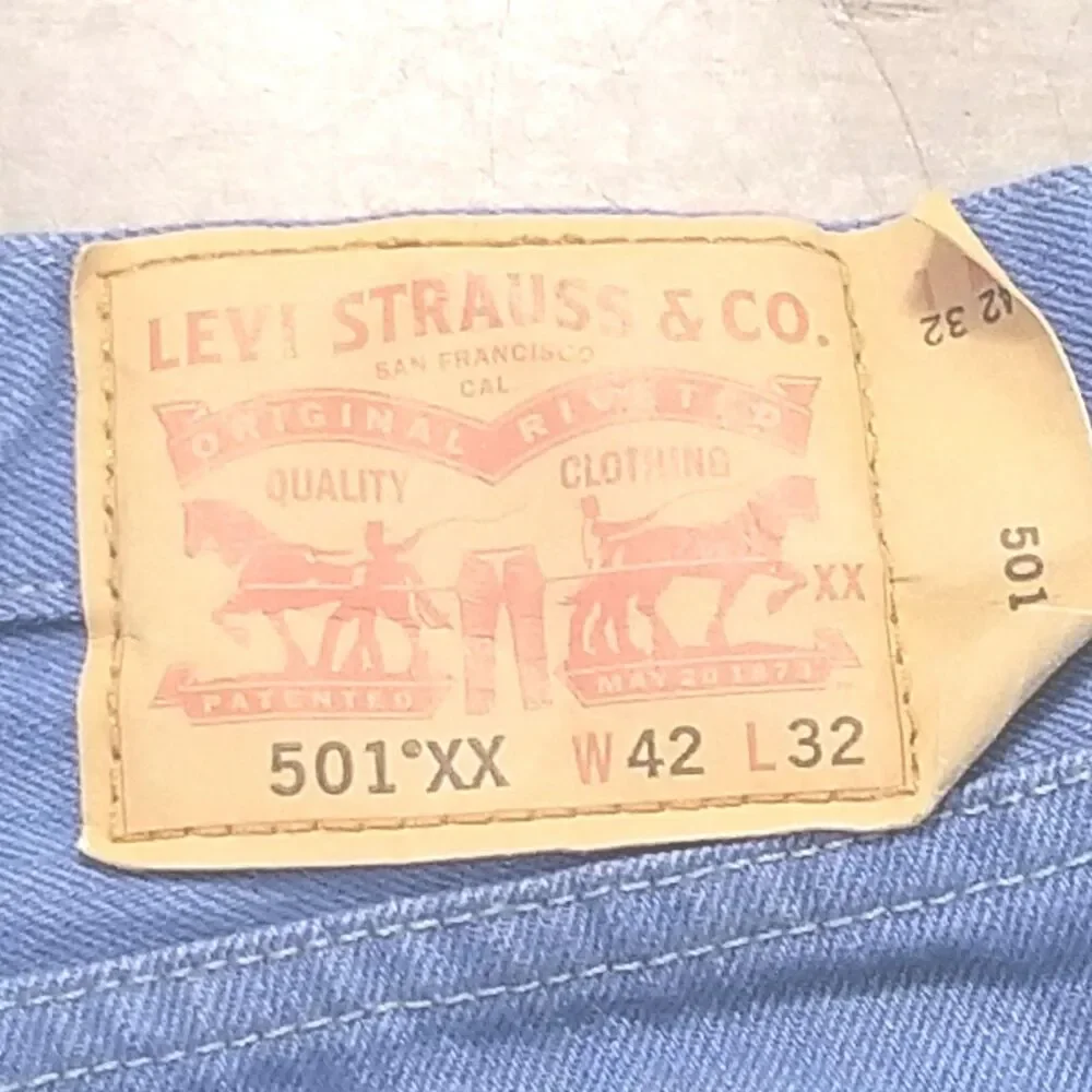 Levi's 501 XX Jeans Men Size 42x32 Royal Blue Vintage Denim Button Fly (39x30)